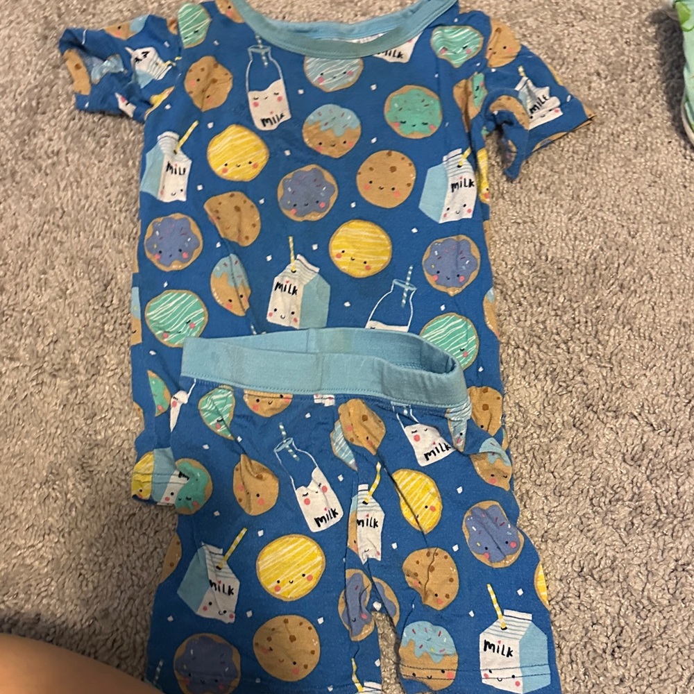 Little Sleepies Blue Milk and Cookies Pajama Set